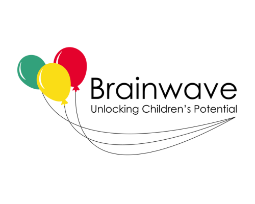 Brainwave logo: black text with three balloons - one green, one yellow, and one red