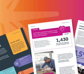 A composite image showing a selection of three pages from our 2024/25 Impact Report