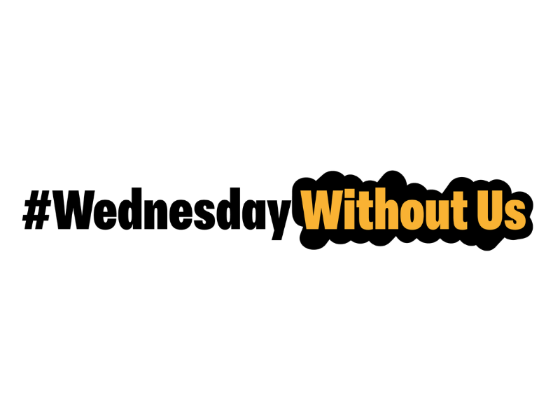 The #WednesdayWithoutUs logo
