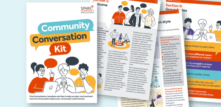 Community Conversation Kit front cover and pages overview